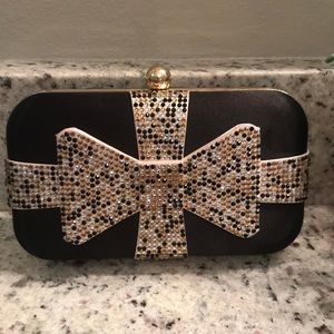Black satin clutch purse